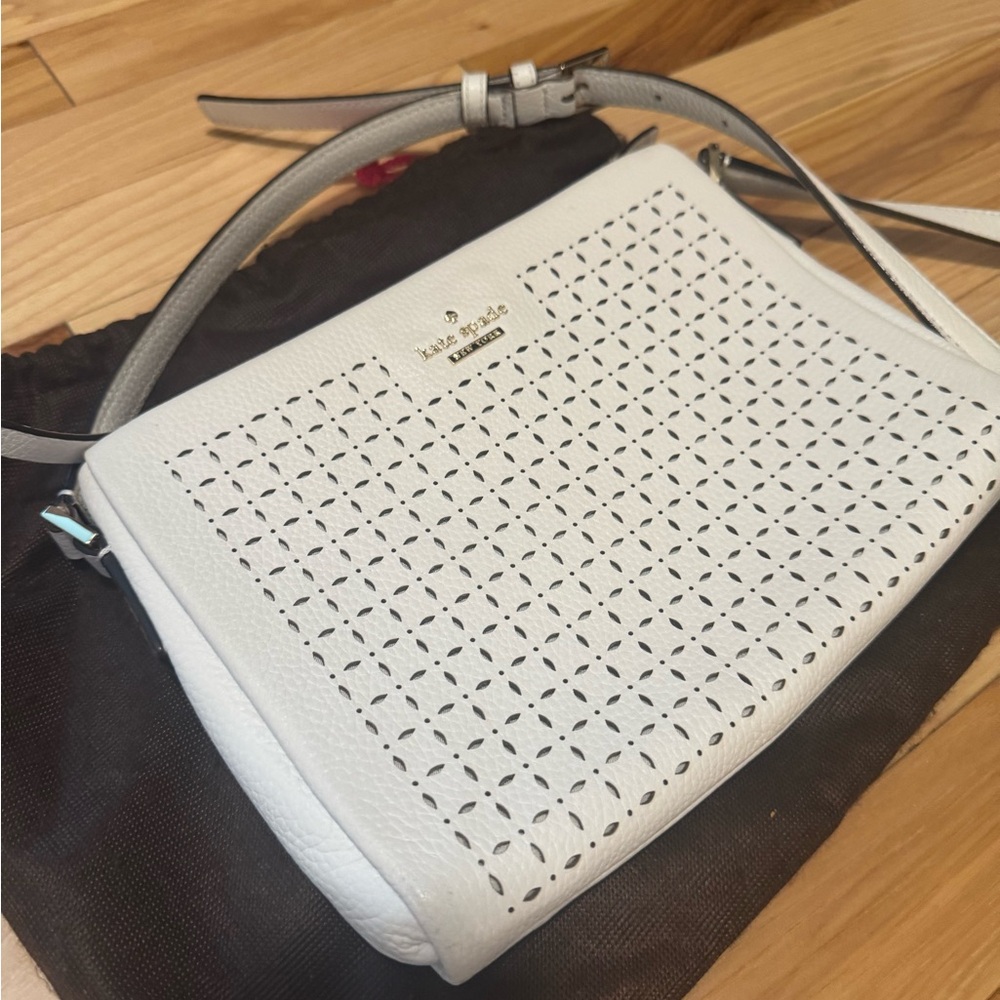 Kate Spade White Perforated Crossbody Bag